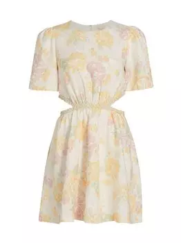 Мини-платье с цветочным вырезом Wayf, роза