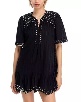 Мини-платье с декоративными заклёпками и защипами - эксклюзивная модель AQUA, черный