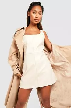 Мини-платье с деталями пу корсета Boohoo, серый