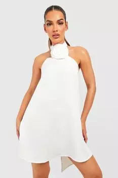 Мини-платье с деталями розы Boohoo, белый