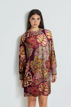 Мини-платье с длинными рукавами и украшением в виде лесенки Next, розовый