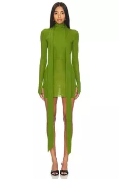 Мини-Платье с длинными рукавами и шарфом Alex Perry, цвет fern