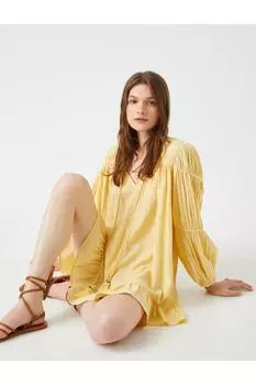 Мини-платье с длинными рукавами Koton, желтый