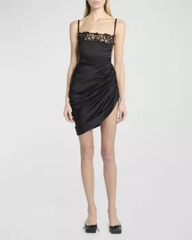 Мини-платье с драпировкой и кружевом Jacquemus