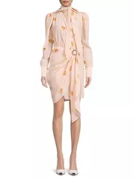 Мини-платье с драпировкой и рыбным принтом Lanvin, цвет Rose