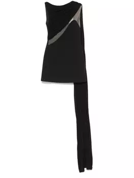 Мини-платье с драпировкой и вставками из тюля David Koma, черный