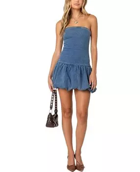 Мини-платье с джинсовой юбкой Edikted, синий