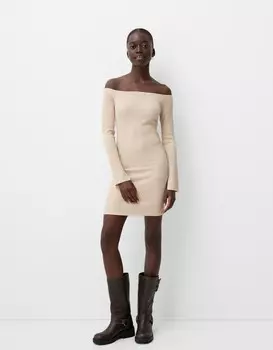 Мини-Платье с фактурной отделкой Bershka, желтый