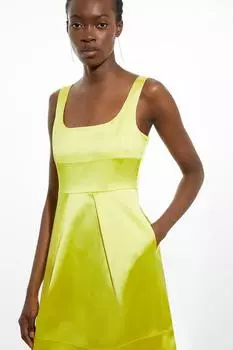 Мини-платье с фонариком из итальянского атласа по индивидуальному заказу Karen Millen, зеленый