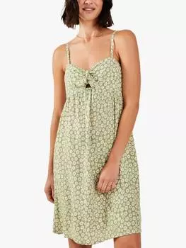 Мини-платье с галстуком-ромашкой спереди Accessorize, цвет Light Green