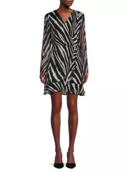Мини-платье с геометрическим узором и искусственным запахом Dkny, цвет Black White Multi