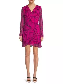 Мини-платье с геометрическим узором и искусственным запахом Dkny, цвет Electric Fuchsia