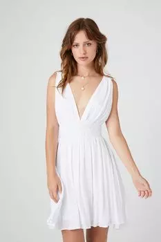 Мини-платье с глубоким вырезом на спине Forever 21, слоновая кость