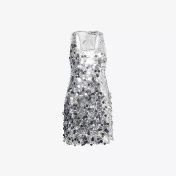 Мини-Платье с глубоким вырезом, расшитое пайетками Amy Lynn, серебряный