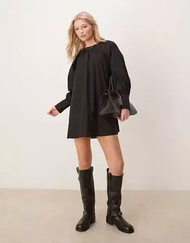 Мини-платье с глубокими манжетами ASOS DESIGN черного цвета