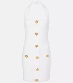 Мини-платье с халтернеем Balmain, цвет blanc