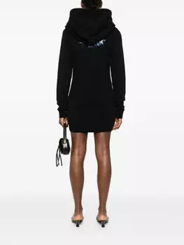 Мини-платье с капюшоном и графическим принтом Abra, черный