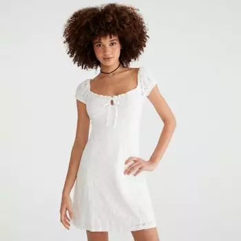 Мини-платье с короткими рукавами и люверсами для юниоров Aeropostale, бежевый