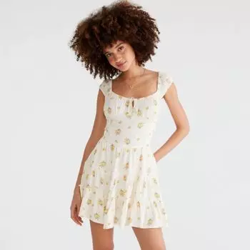 Мини-платье с короткими рукавами и присборенной талией для юниоров Aeropostale, цвет whisper white