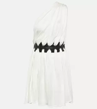 Мини-платье с кожаной отделкой ALAA, белый