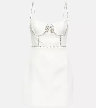 Мини-платье с кристаллами SELF-PORTRAIT, белый