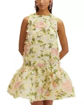 Мини-платье с круглым вырезом English Rose Oscar de la Renta, розовый