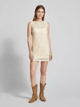 Мини-платье с круглым вырезом, модель «SOL» Mango, кремовый