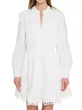 Мини-платье с кружевной отделкой Endless Rose, белый