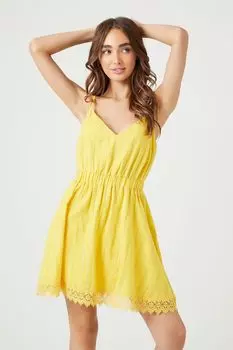Мини-платье с кружевной отделкой Forever 21, желтый