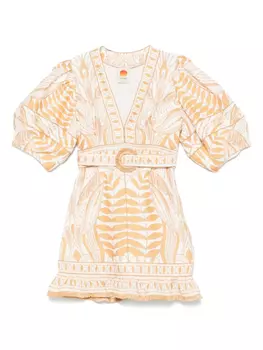 Мини-платье с кружевной вышивкой FARM Rio, нейтральный