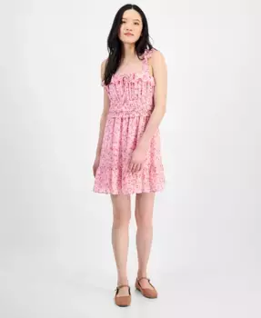 Мини-платье с квадратным вырезом и рюшами на бретелях для девушек Kingston Grey, розовый