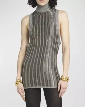 Мини-платье с люрексом в рубчик TOM FORD, цвет Metallic O