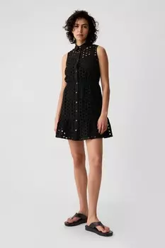Мини платье с люверсами Gap, черный