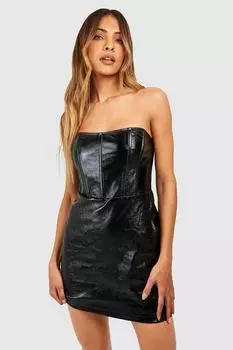 Мини-платье с металлическим корсетом boohoo, черный