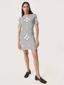 Мини-платье с монограммой клэр Soaked In Luxury, белый/черный