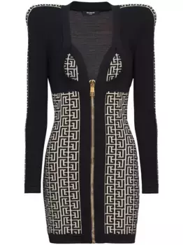Мини-платье с монограммой PB BALMAIN, черный