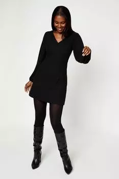 Мини-платье с начесом Soft Touch и сборками спереди Dorothy Perkins, черный