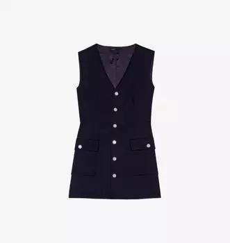 Мини-Платье с накладными карманами и V-образным вырезом Maje, синий