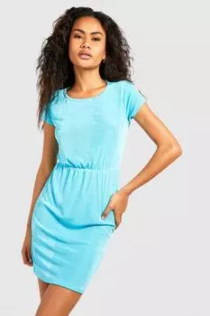 Мини-платье с объемным вырезом и текстюрной платьем Boohoo, аква