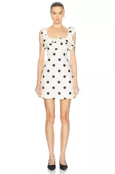 Мини-платье с оборками Crush Zimmermann, цвет Cream & Black Dot