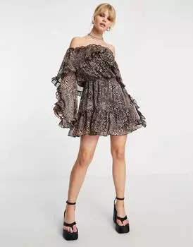 Мини-платье с оборками и оборками в стиле бардо Topshop