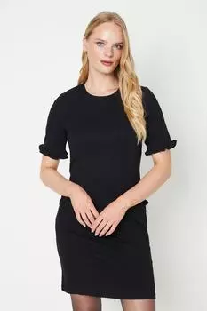 Мини-платье с оборками и рукавами Ponte Oasis, черный