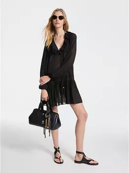 Мини-Платье с оборками Michael Kors, черный