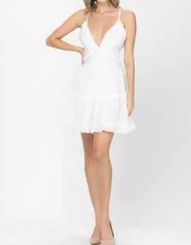 Мини-платье с оборками в цвете Off White The Clothing Company