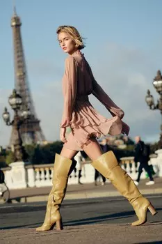 Мини-платье с оборками ZARA, цвет marsala