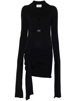 Мини-платье с очень длинными рукавами Coperni, синий