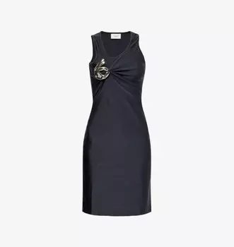 Мини-Платье с одним эмодзи из эластичной ткани со сборками Coperni, черный