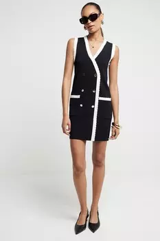 Мини платье с однотонным жилетом River Island, черный