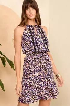 Мини платье с отделкой и вырезом халтер Love & Roses, черный