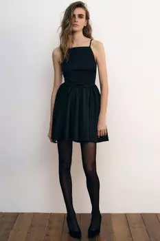 Мини-платье с открытой спиной ZARA, черный